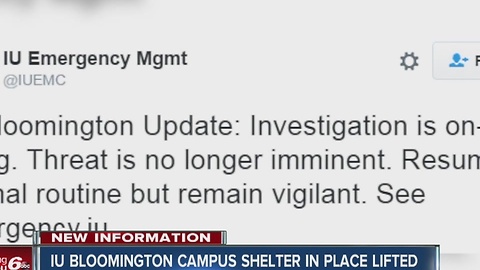 IU Bloomington campus shelter in place lifted