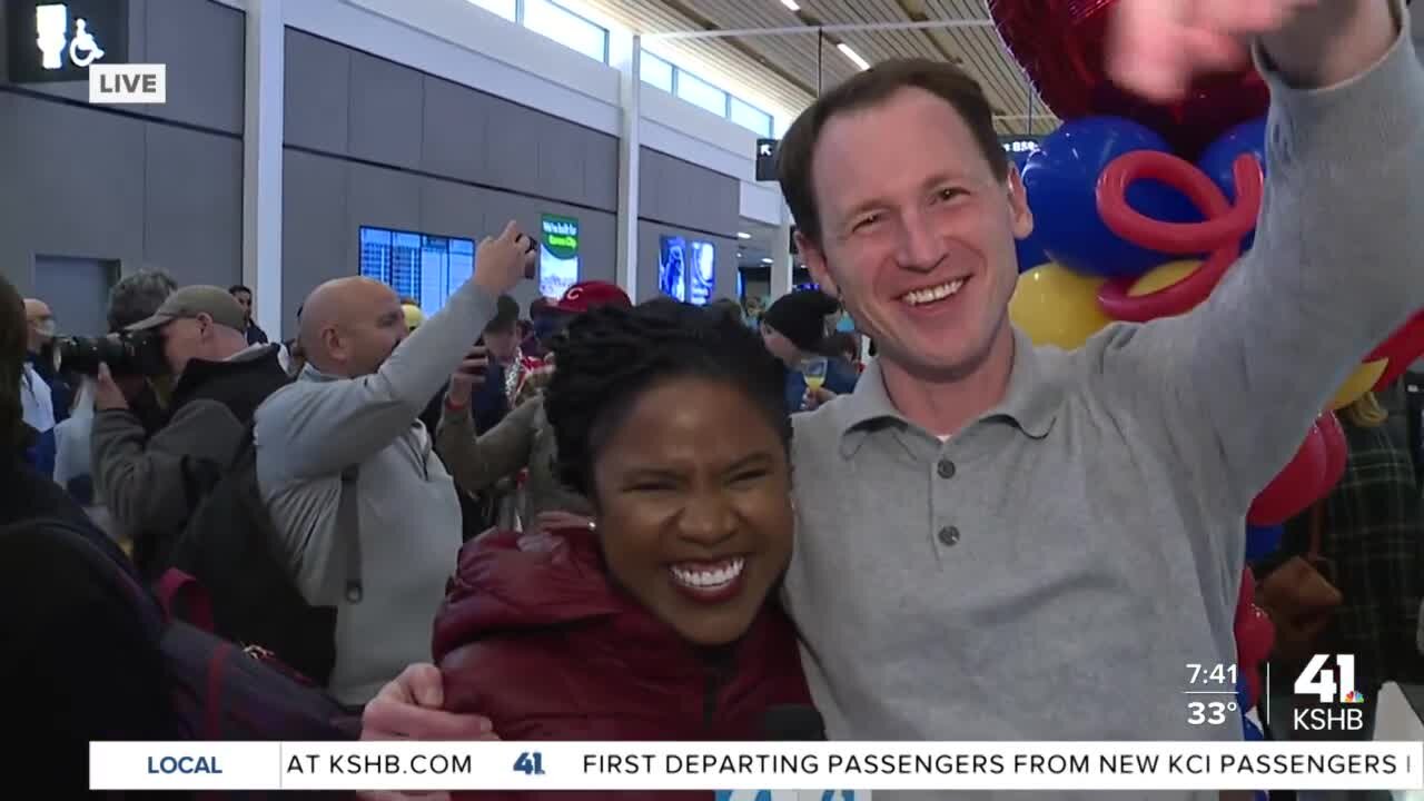 KSHB 41 News reporter Charlie Keegan lands on 1st flight to new KCI terminal