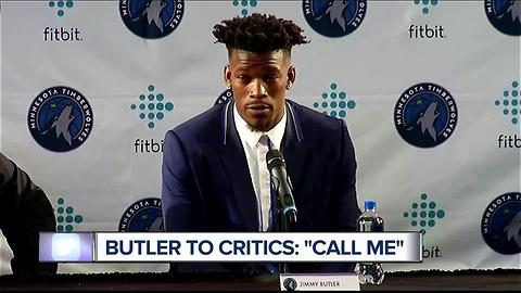 Jimmy Butler gives out cell phone number at Timberwolves introduction