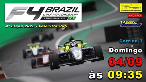 FÓRMULA 4 BRAZILIAN CHAMPIONSHIP | Corrida 3 | 4ª Etapa 2022 - Velocitta (SP) | Ao Vivo