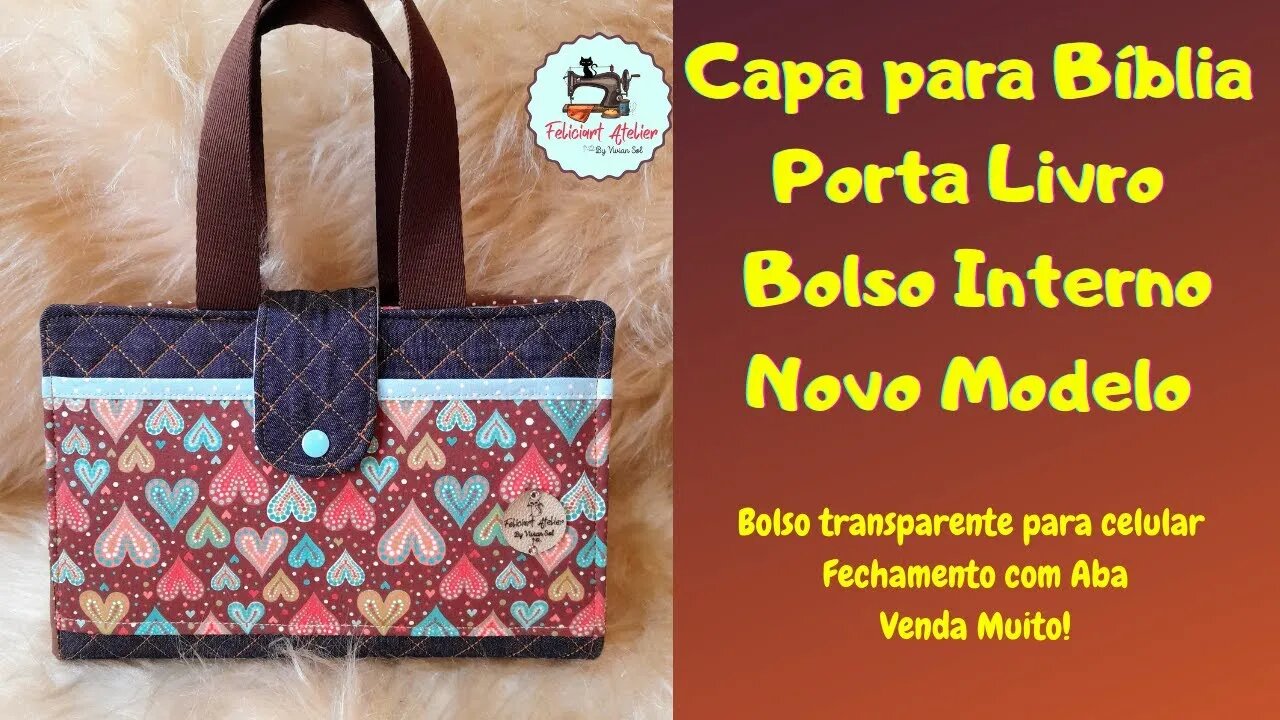 Capa para Bíblia - Porta Livro - Novo Modelo- 3 Bolsos sendo 1 Bolso Transparente Porta Celular