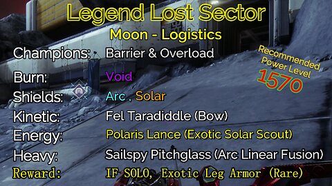 Destiny 2 Legend Lost Sector: Moon - K1 Logistics on my Warlock 11-24-22