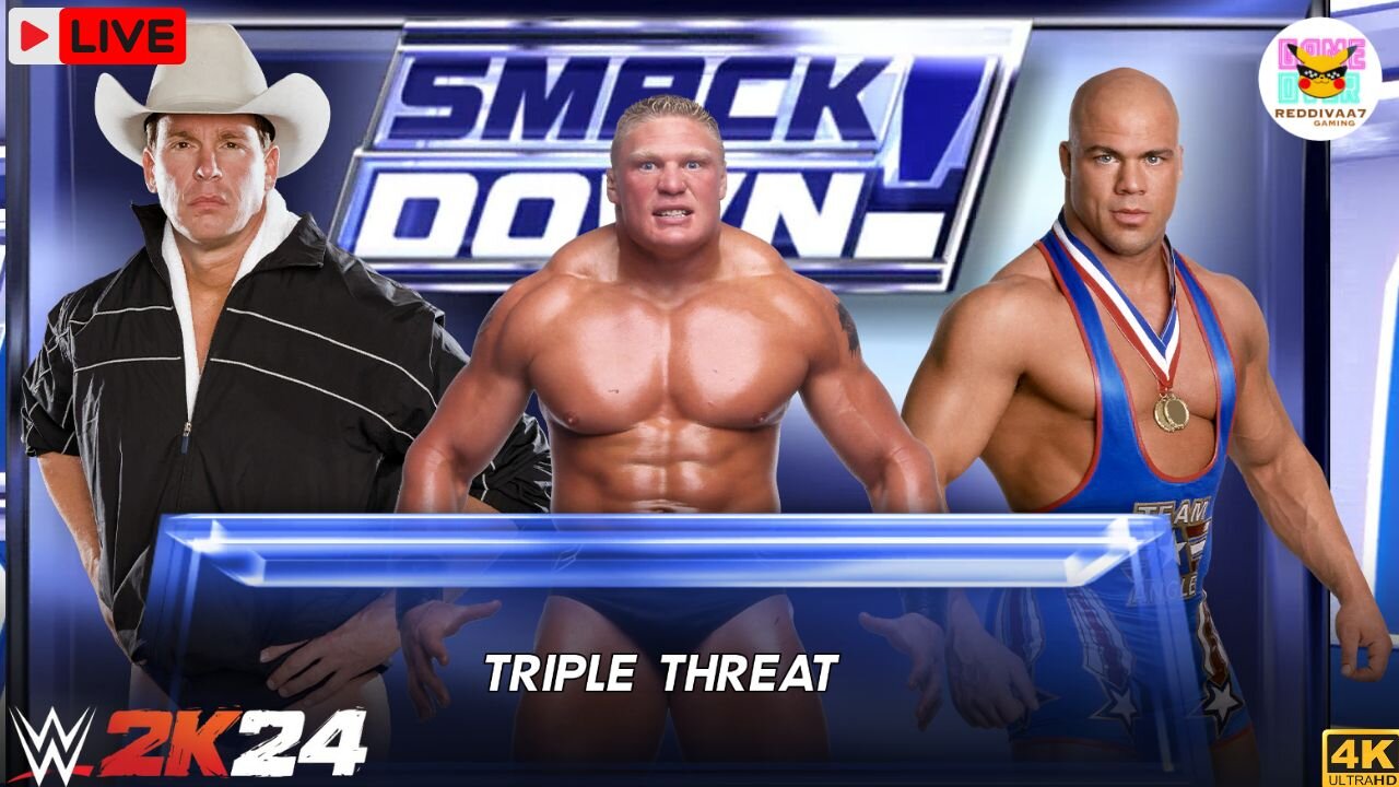 WWE 2K24 Brock Lesner Vs. JBL Vs. Kurt Angle | Triple Threat Match | Smackdown