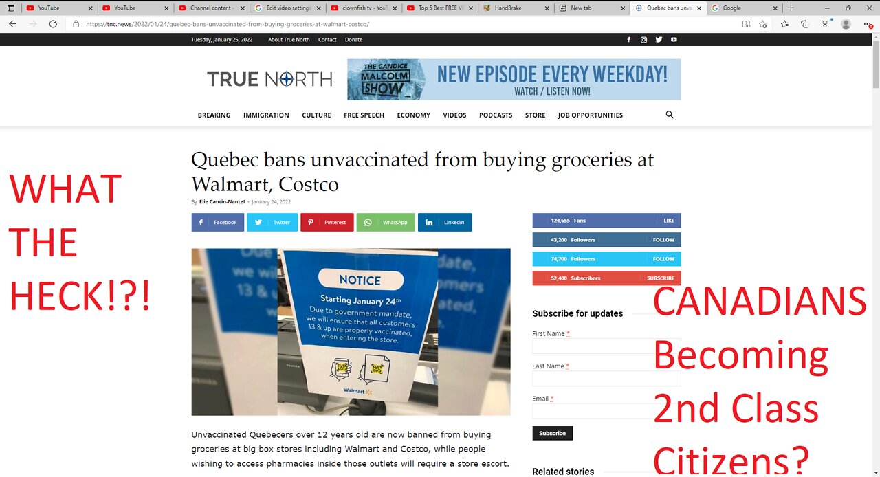 Quebec BANS Unvaccinated from Walmart and Costco! Are Canadians becoming 2nd CLASS citizens?!