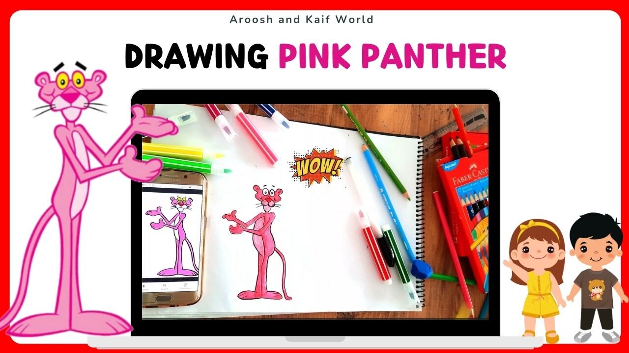 Easy Pink Panther Drawing Tutorial for Kids | Beautiful Pink Panther Step by Step