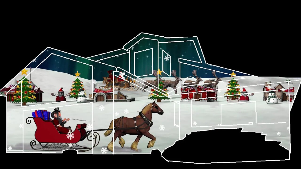 Sleigh Ride Christmas House Projection Mapping Video Sample