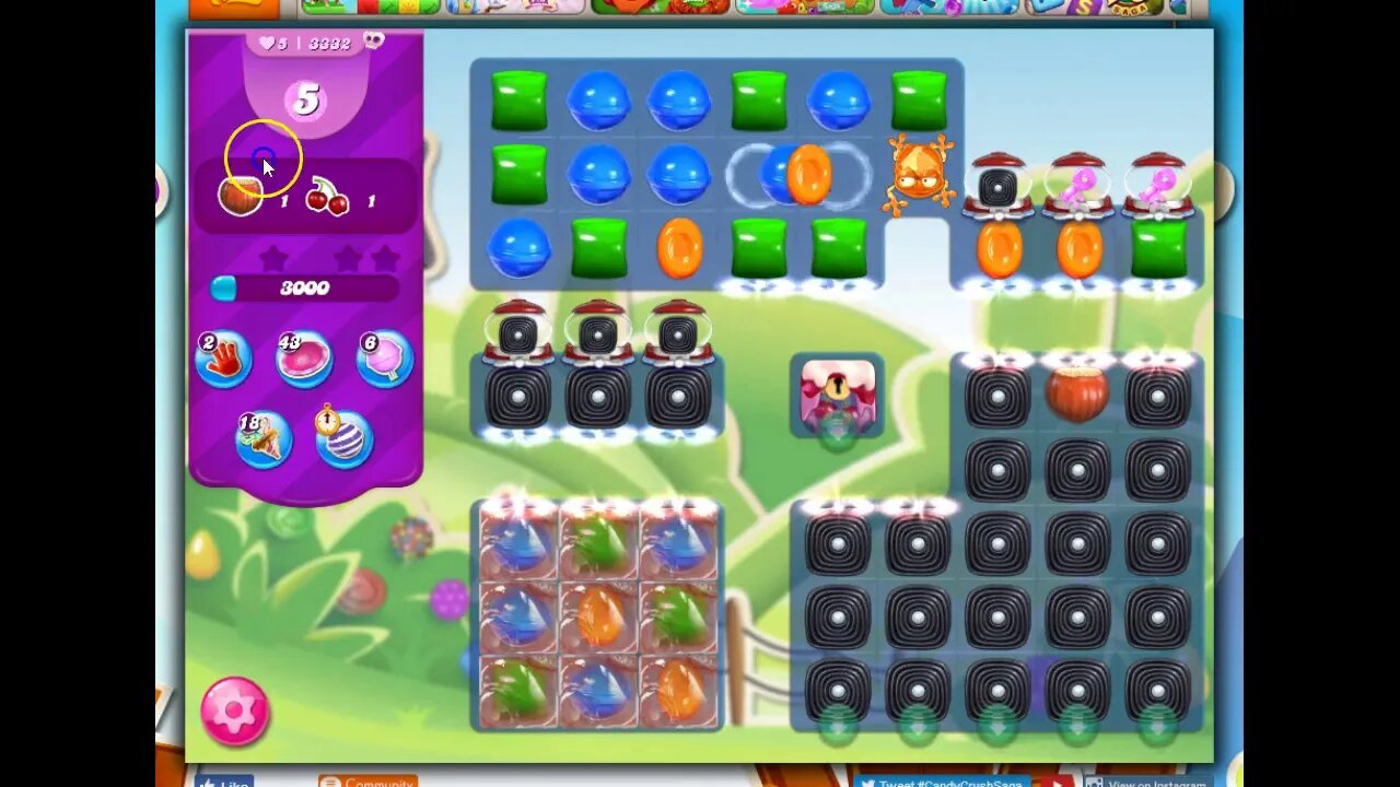 Candy Crush Level 3332 Talkthrough, 10 Moves 0 Boosters