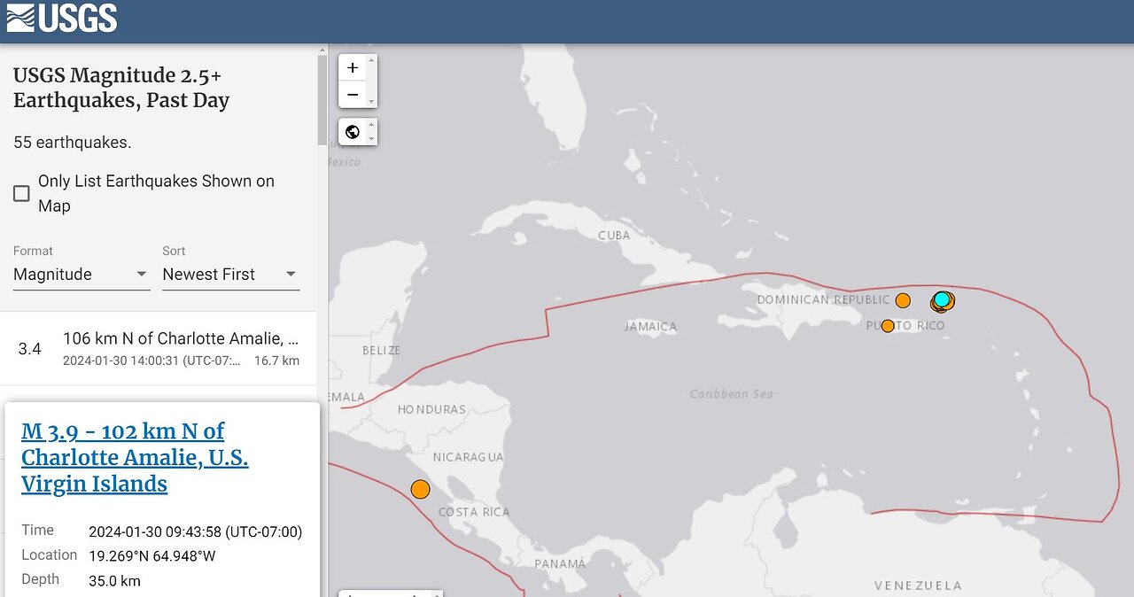 Virgin Islands Cluster Earthquakes after Jan 29th M6.8 Flare