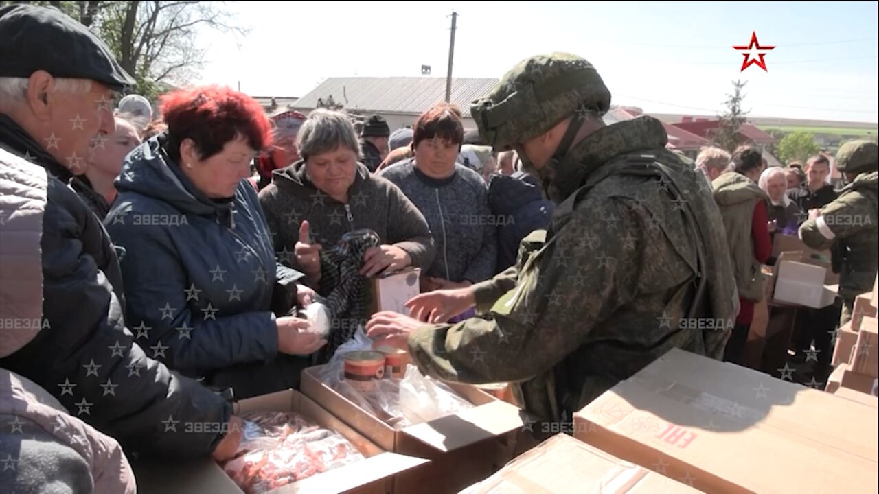 Russia Delivering food and supplies to displaced Ukrainians