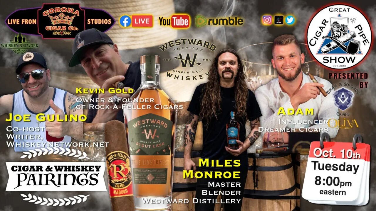 Cigar & Whiskey Pairing episode: Westward Single Malt Stout Cask and Rock-A-Feller Cigars Maduro