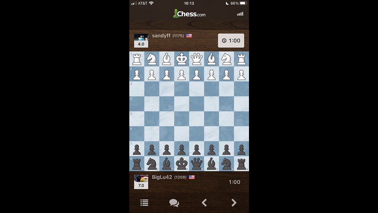 INTERMEDIATE BULLET CHESS GAMEPLAY - Sandyff vs. BigLu42 GAME #12