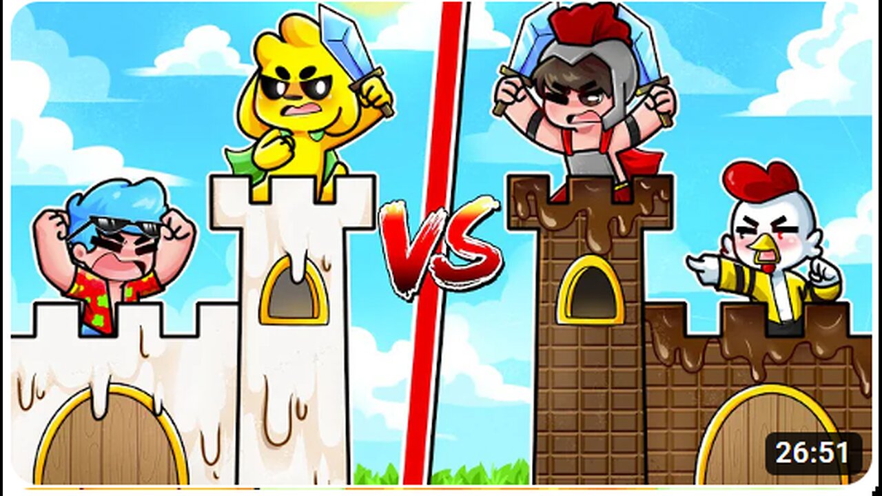 CASTILLO SEGURO de LECHE vs. CASTILLO SEGURO de CHOCOLATE 🏰🥛🍫 MINECRAFT CASTILLO vs CASTILLO