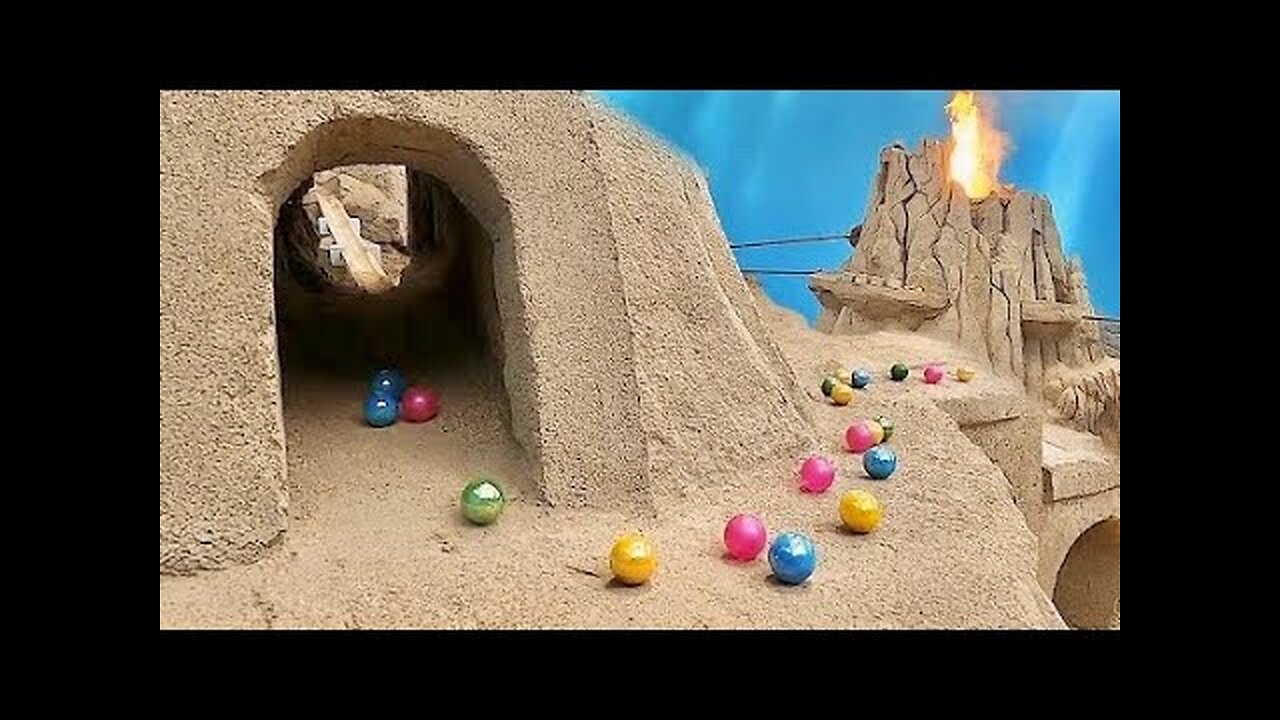 Colorful Marble Run ASMR In Mega Volcano on Fire 🔥