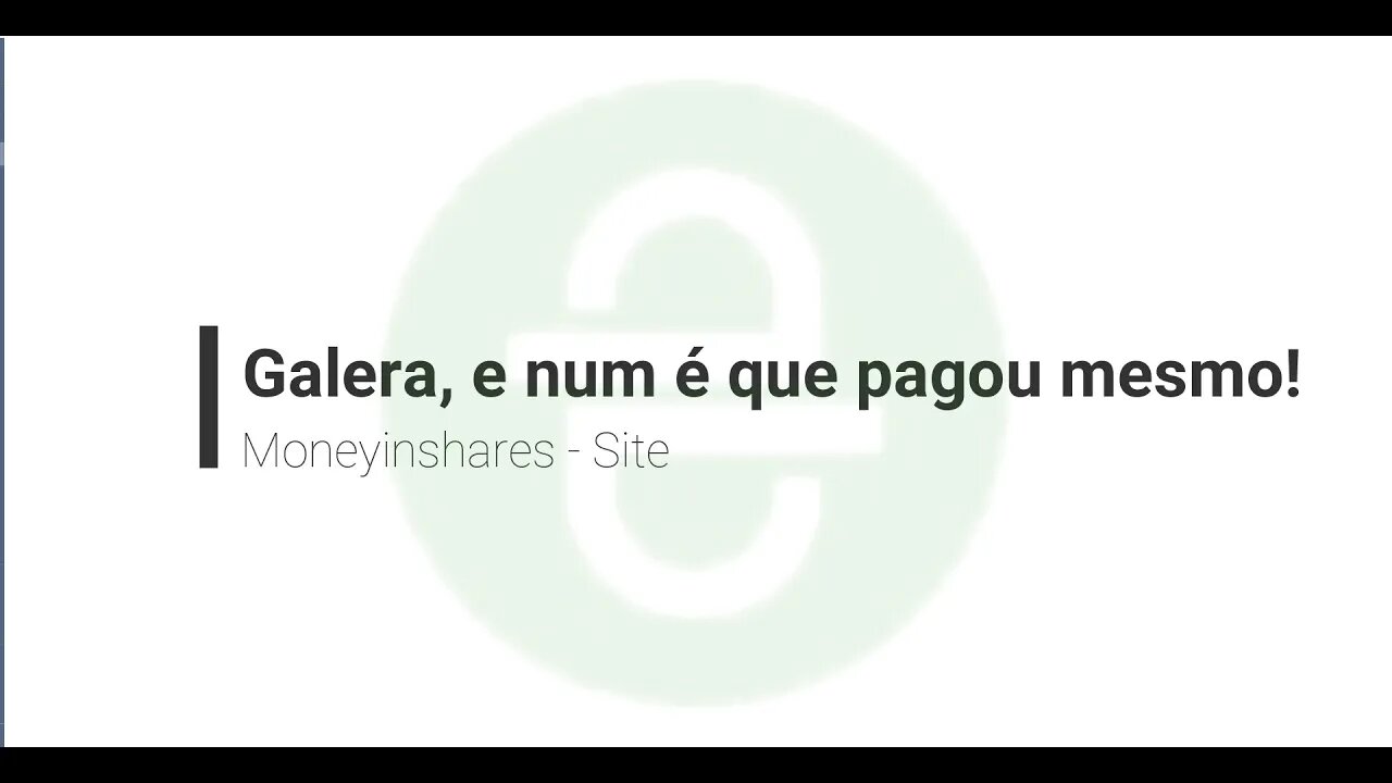 Finalizado - Prova de pagamento - Site - Moneyinshares - Saque R$ 10