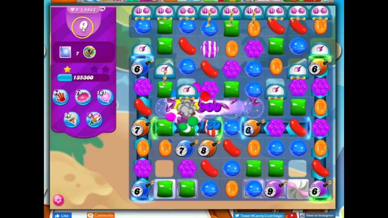 Candy Crush Level 5988 Talkthrough, 20 Moves 0 Boosters
