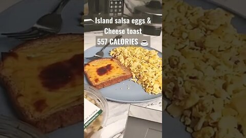 FIRST MEAL TO START THE DAY 557 CALORIES TOTAL | ISLAND SALSA EGGS WITH CHEESE TOAST AND JOE