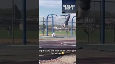 Man in his 70's easily flipping off the swings #shorts #old #flip #cool