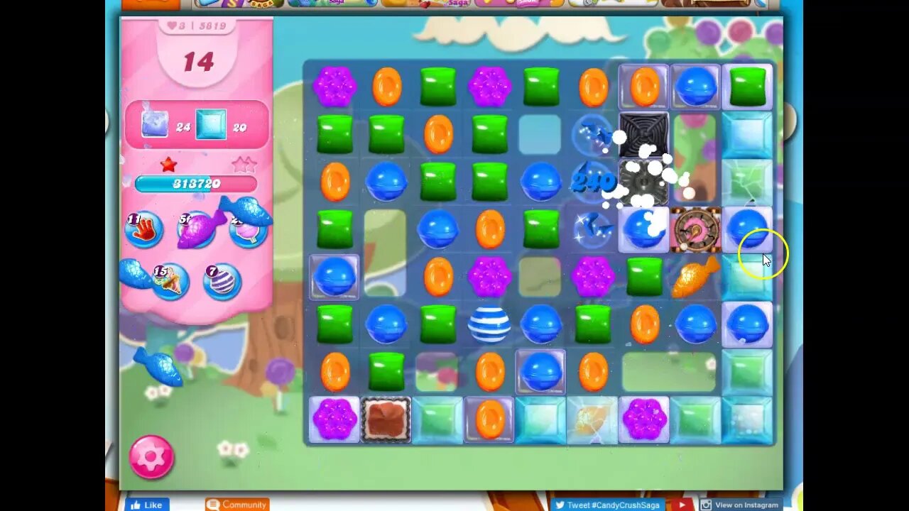 Candy Crush Level 5819 Talkthrough, 30 Moves 0 Boosters