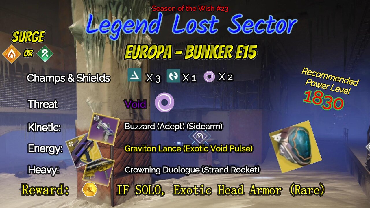 Destiny 2 Legend Lost Sector: Europa - Bunker E15 on my Stasis Warlock 1-15-24