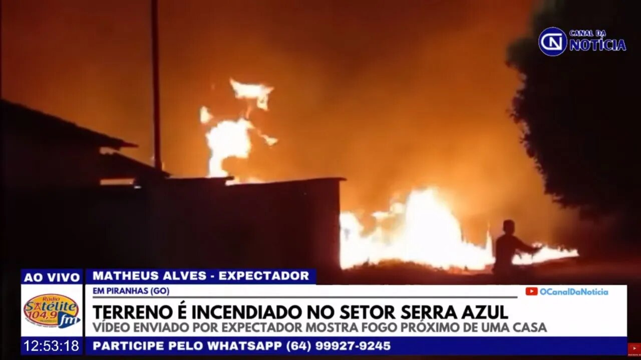 EM PIRANHAS (GO), INCÊNDIO EM TERRENO ASSUSTA MORADORES DO SETOR SERRA AZUL