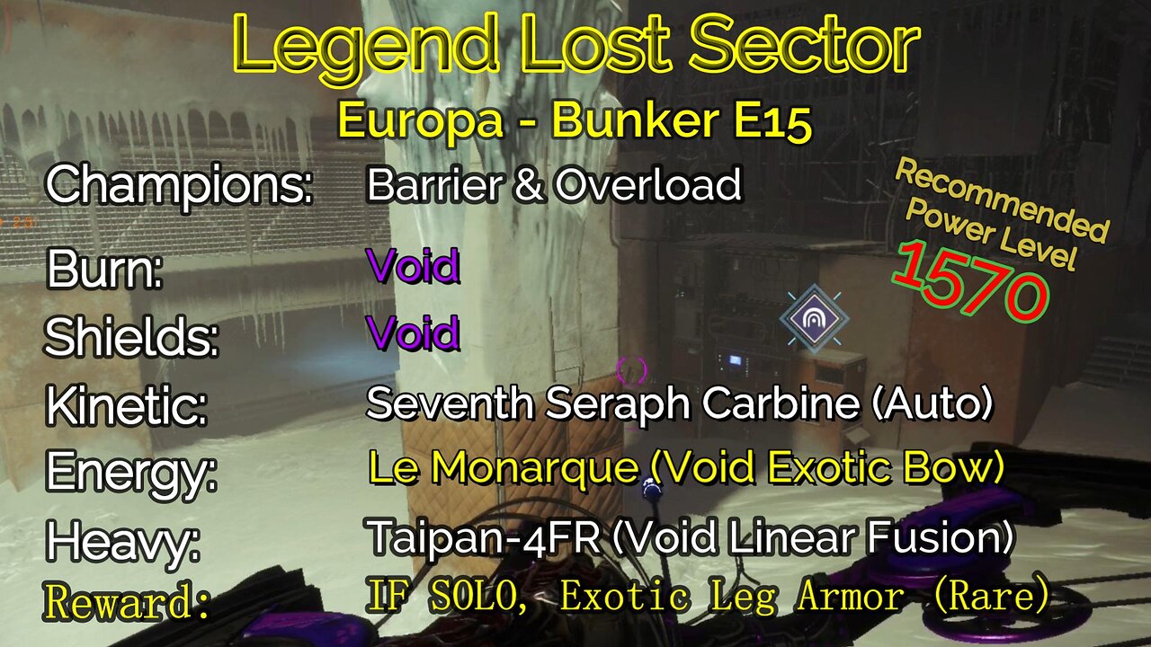 Destiny 2 Legend Lost Sector: Europa - Bunker E15 on my Warlock 11-20-22