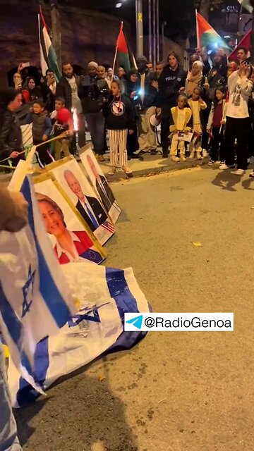 Spain - Burning Bidan's photo with Israeli flag