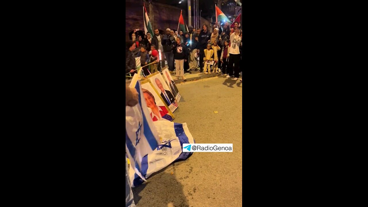 Spain - Burning Bidan's photo with Israeli flag