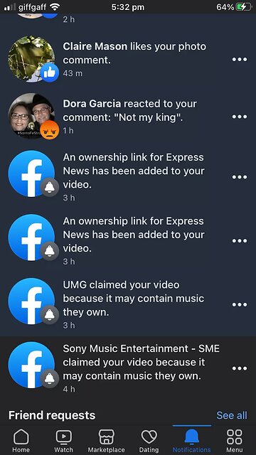 Rights to music on fb : coronation king Charles 3- Sony Music etc