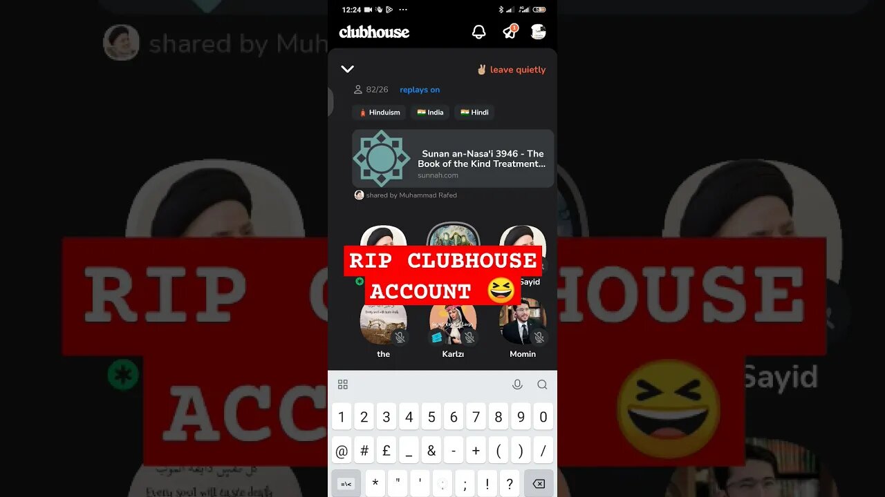 Rafed Yahoodi Shia Reported My Account #clubhouse 👏👏