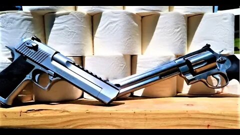 50 AE vs 500 S&W Magnum - HOW MUCH TOILET PAPER???