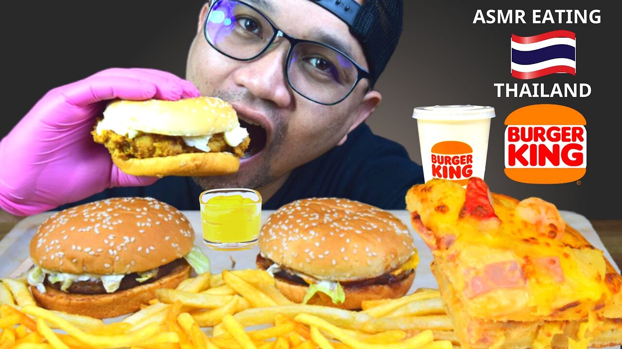 Asmr eating burger king Thailand,French Fries & pizza company