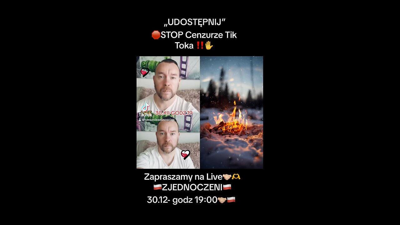 Zapraszamy na live 30.12- Stop cenzurze tik toka na kanale zjednoczeni🇵🇱ZP🇵🇱