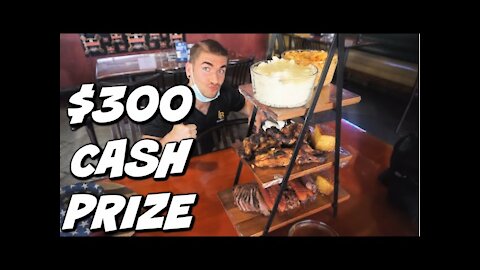 $300 BIG BBQ Challenge! Los Angeles California | Man Vs Food