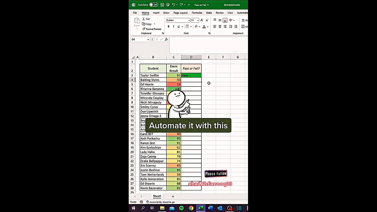 Use IF function to assign grades