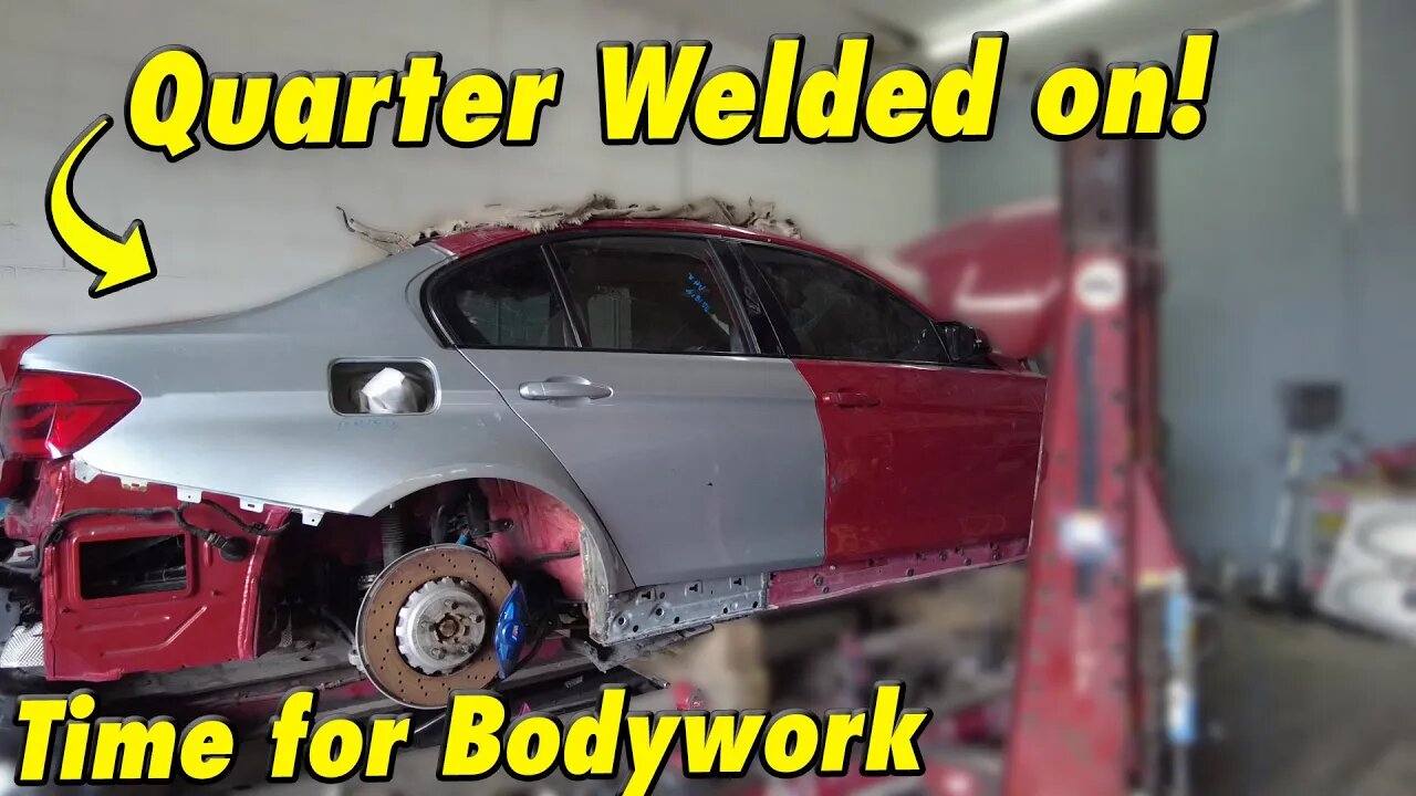 Rebuilding a Destroyed BMW M3 part 3. Welding the quarter panel solid!