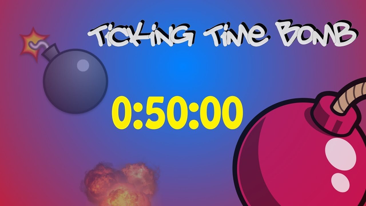 50 Minute Timer and Stopwatch with Fun Background Music and Explosion - Ticking Time Bomb