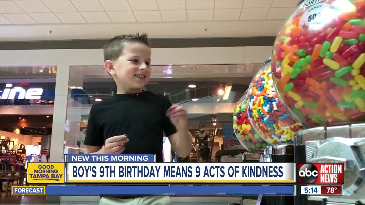 'Kindness Kid' giving nine gifts of generosity on 9th birthday