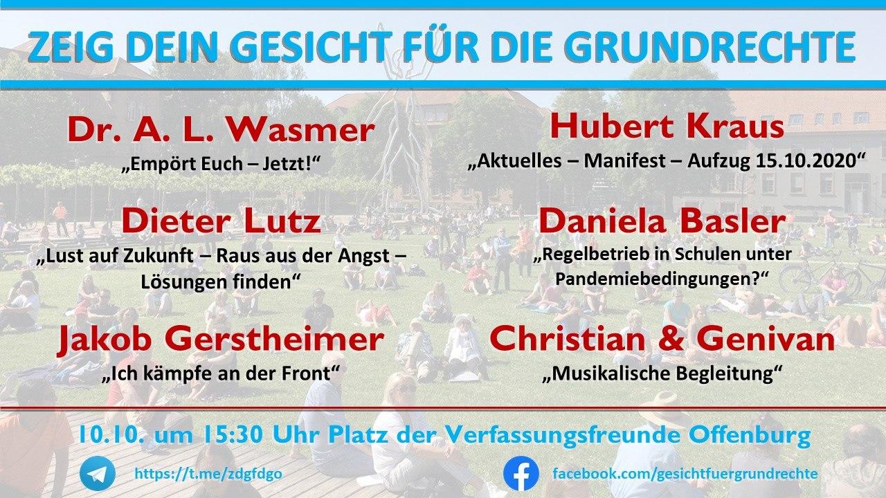 Zeig Dein Gesicht für die Grundrecht Offenburg 10.10.2020 Teil 5/6