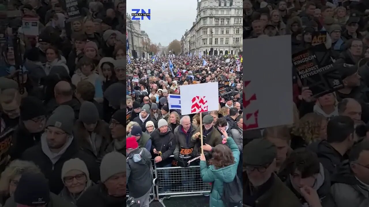 Today in London, over 100,000 people against antisemitism #news #zofkannews #israel #palestine