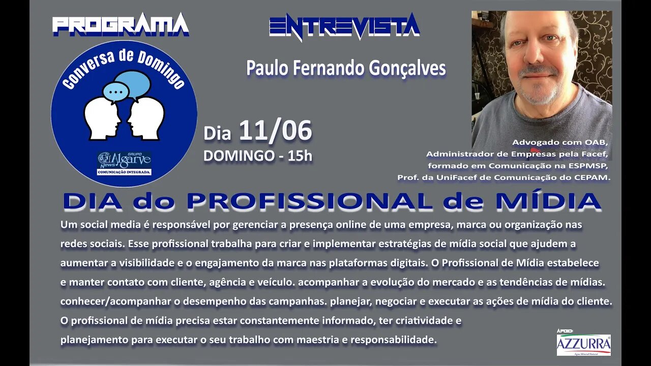 CONVERSA de DOMINGO, com Paulo Fernando Gonçalves.