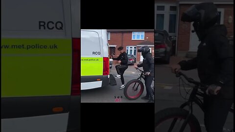 Kid hits police van