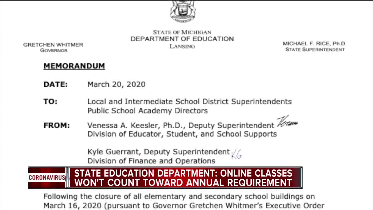 State education department: Online schooling won't count toward annual requirement