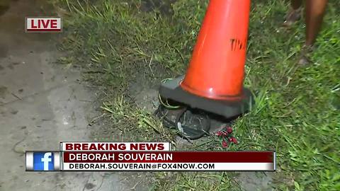Driver knocks out pole during early morning crash