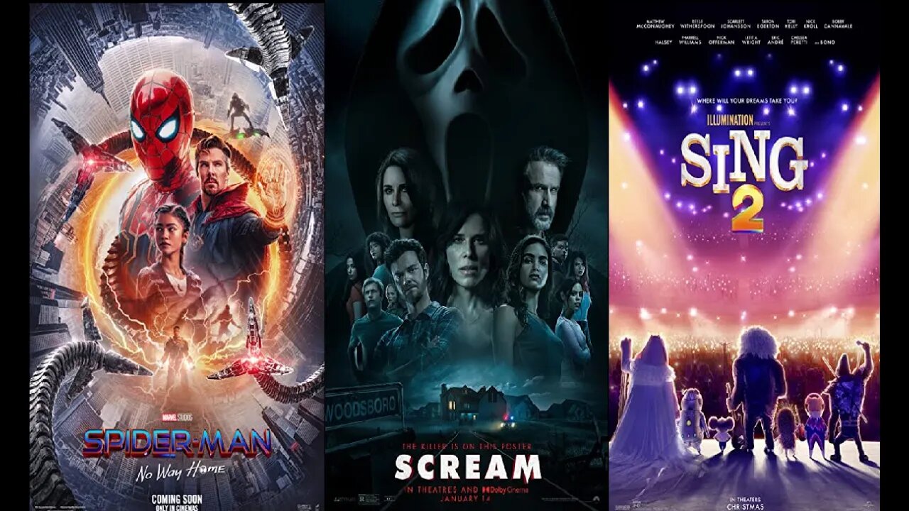 Spider-Man: No Way Home, Scream 5, Sing 2 = Box Office Movie Mashup, Flash Fiction