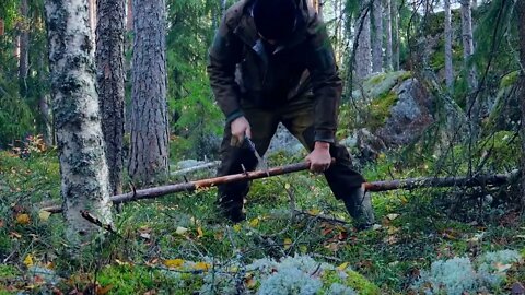 Hiking in the forest, jungle camping, meat on fire * 5
