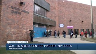 Walk-in sites open for priority ZIP codes