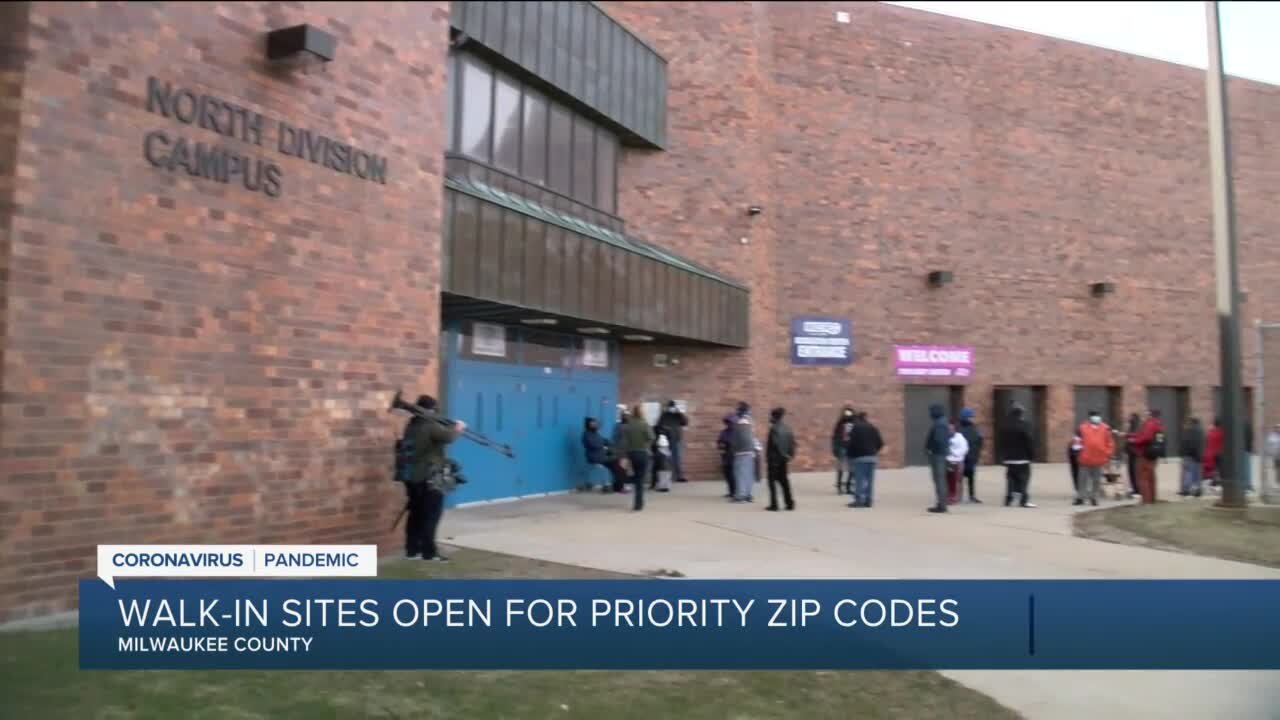Walk-in sites open for priority ZIP codes