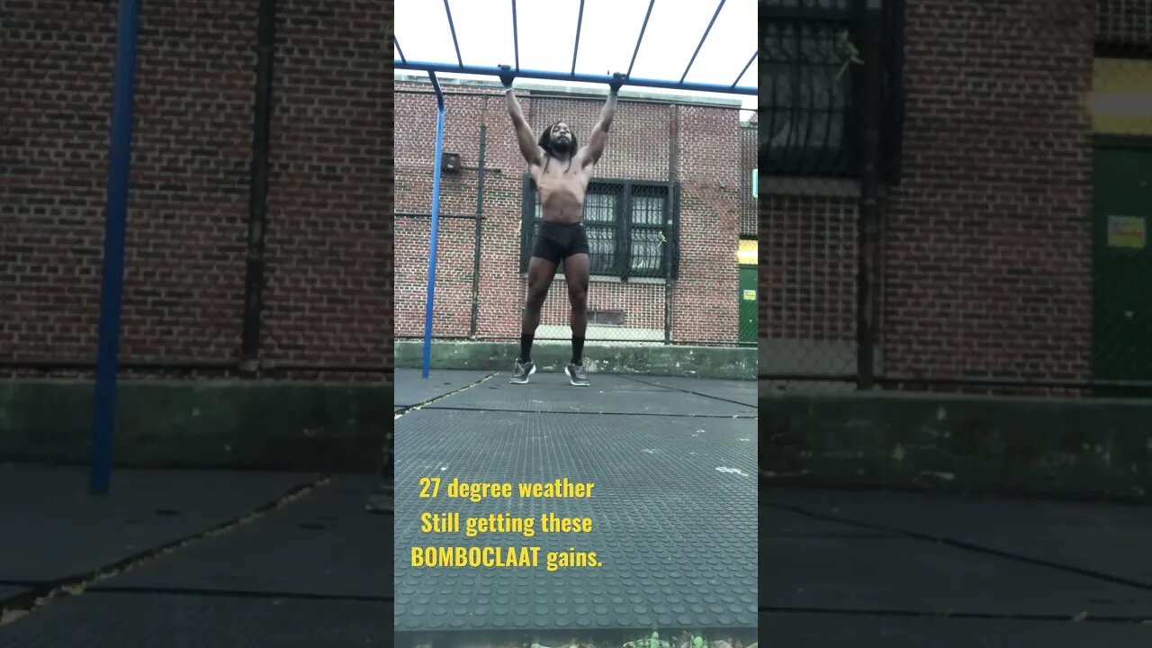 NYC outdoor workout in BELOW freezing weather. Clothing optional. #beastmode