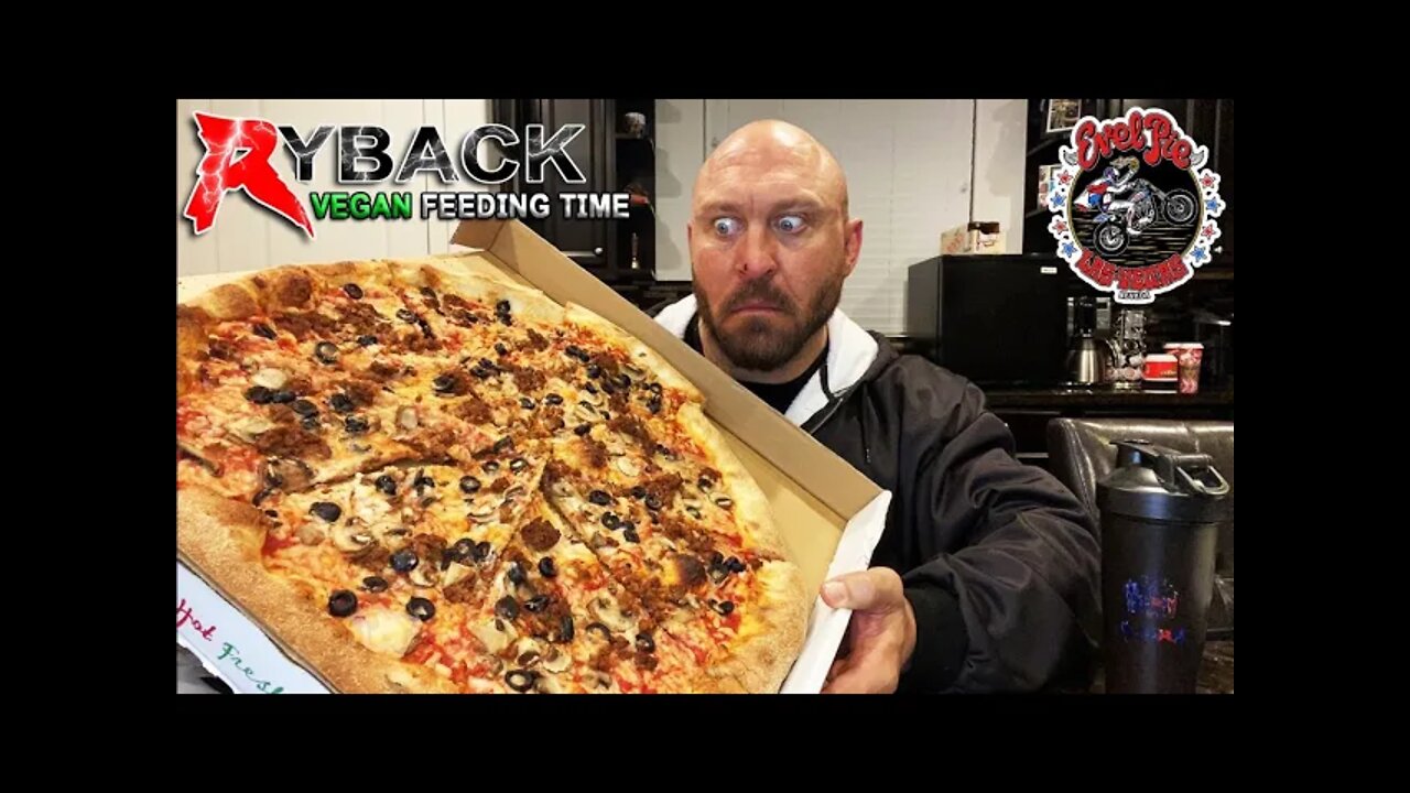 Ryback Vegan Feeding Time: Evel Pie Sausage Mushroom Olive Monster Pizza