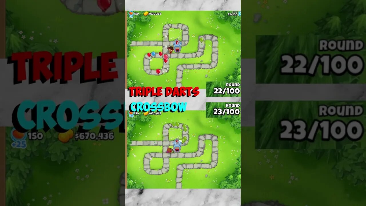 Triple Darts VS Crossbow in BTD6